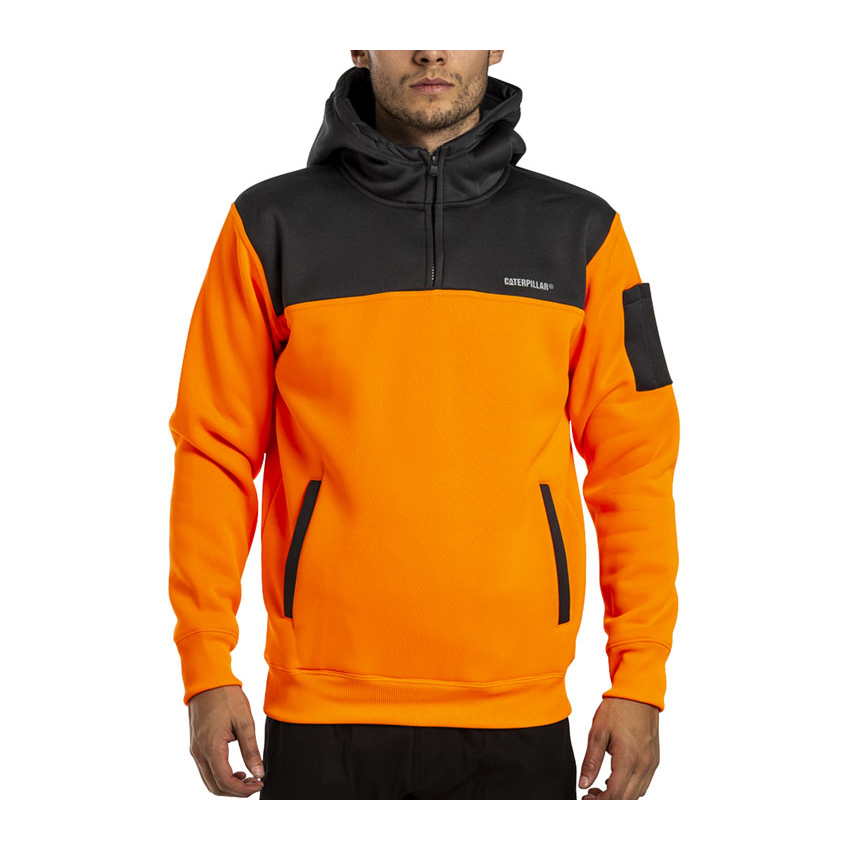 Caterpillar Clothing South Africa - Cat Men's Hi Vis Hoodies Orange/Grey OZ8916370